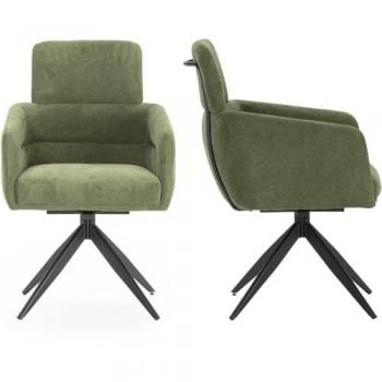 Pack de 2 fauteuils de table en tissu vert kaki