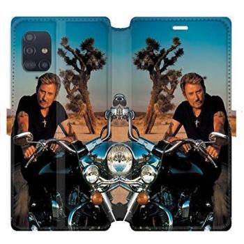 Housse Portefeuille Cuir Samsung Galaxy A51 Johnny Hallyday Moto