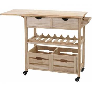 Mueble de Servicio HHG 016 – Carro de Cocina y Té de Madera de Pino