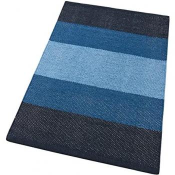 Tapis en Pur Coton Tressé Bleu 55x180 cm