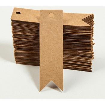 White Kraft Paper Tags – 50-100pcs, 7x2cm, Thank You Handmade Hang Tag Labels for Jewelry Box Bags and Packing Decoration DIY Craft