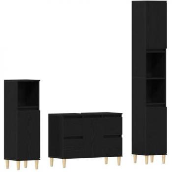 Set completo per il bagno nero 3 unità 30x30x180 cm – vidaxl