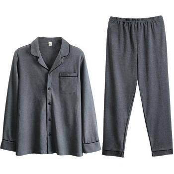 Pijamas de manga larga para hombre en color gris oscuro M