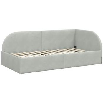 Couchage d'angle gris clair, tissu – 90 × 190 cm