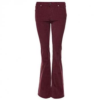 Damen-Cordhose in mittlerer Taille mit schmalem Schnitt und ausgestelltem Ende