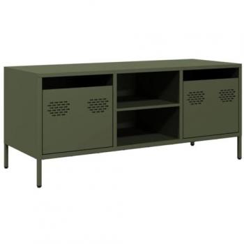 Armoire hifi vert olive 101,5x39x43,5 cm en acier laminé à froid
