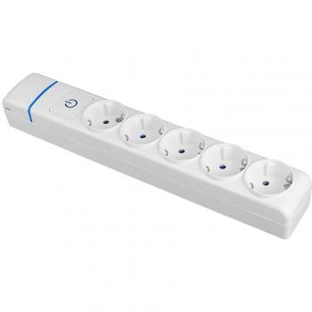 Regleta multifunción 5 puntos, interruptor luminoso, 16A 250V
