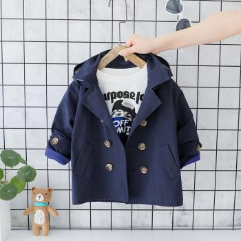 Gabardina de Rayas Anchas con Capucha para Niños en Otoño
