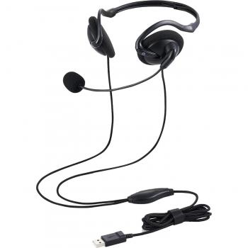 ELECOM Black Wired Neckband Headphones with Mic