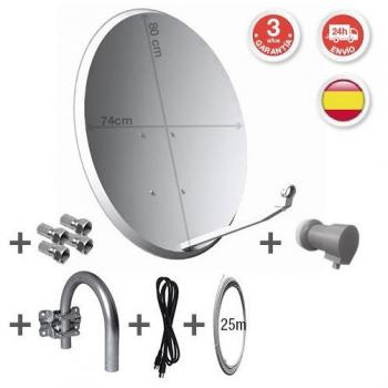 Parabólica 80 cm Offset – LNB Fe PP‑35, Cable Tecatel K80C1LSCC