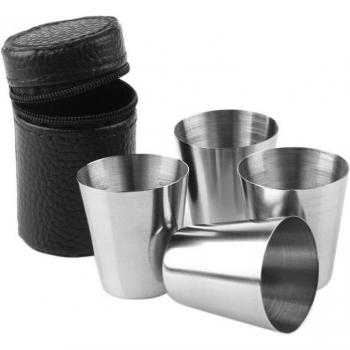 4 Uds. de Mini Vasos de Acero Inoxidable para Whisky y Vino