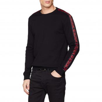 HUGO Men's Doby Fleece Sweatshirt, Black 001, Medium