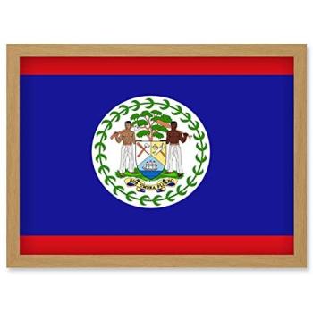 Artery8 Belize Country Flag – A4 Framed Print