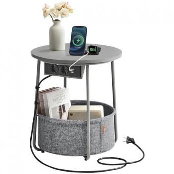Mesa Auxiliar Redonda, Gris Paloma + Gris Pizarra