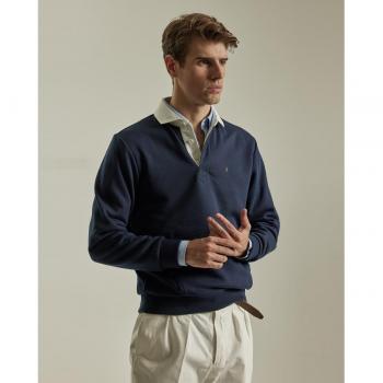 Ropa Casual PuroEGO Sudadera Azul Marino de Hombre con Cuello Polo