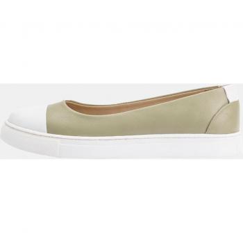 Ulla Popken Plus Size Green Nappa Leather Ballerinas, Size 5