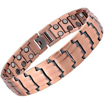 Pulsera Hombre Doble Crudo Cobre Magnético
