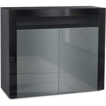 Commode Buffet Valencia Noir Mat et Brillance Grise