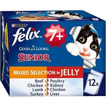 Felix As Good As It Looks Doubly Delicious Senior Cat Food Meat, 12 x 100 g