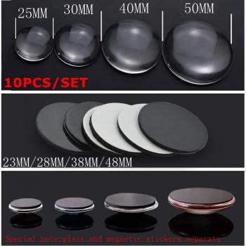 DIY Kühlschrankmagnete aus transparentem Glas, 10 Stück, mit Magneten, 25mm/30mm/40mm/50mm