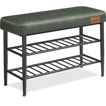 Vasagle Ekho – Banc d’entrée, chaussures et rangement – PU couture – 135 kg – Vert forêt