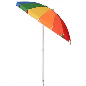 Arc. 2.4m Beach Umbrella w/ Sand Anchor Adjustable Tilt Carry Bag