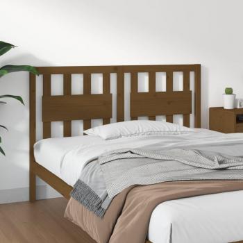 Cabecero de cama de madera maciza de pino en color ámbar, medidas 125,5x4x100 cm