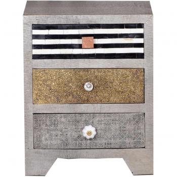 Mango-Kommoden‑Kollektion „Metal & Bone“ – 45 × 33 × 60 cm, bunte Oberfläche