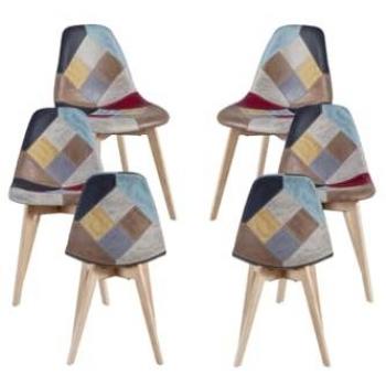 6 Sillas Kelen Patchwork en Polipiel Rojo