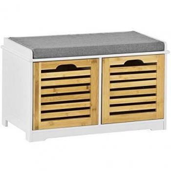 Sobuy FSR23 K WN Banc de Rangement avec Coussin Rembourré et 2 Cubes
