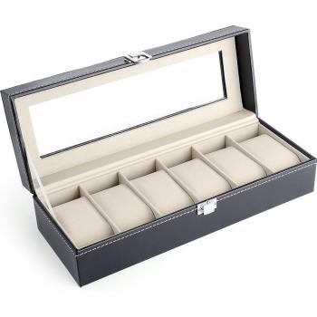 Porta Relojes de Cuero PU con Soporte Modular