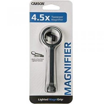 MagniGrip Carson 4.5x, Occhiale d'Ingrandimento con Pinzetta Fine e Luminosità LED