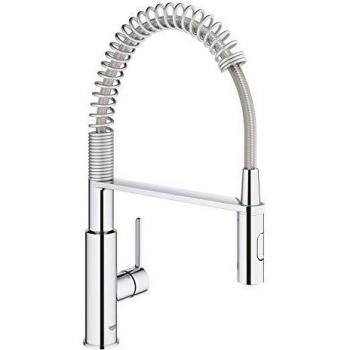 Grohe Get Mitigeur monocommande cuisine semi-pro avec ressort et douchette 2 jets, Chrome (30361000)