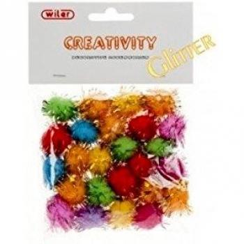 PONPON COLORI ASSORTITI GLITTER 20 MM. BUSTA 25 PZ. WILER