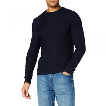 Sky Captain Blues: Tom Tailor Herren‑Denim‑Pullover mit Zigzag‑Twill-Struktur (L)