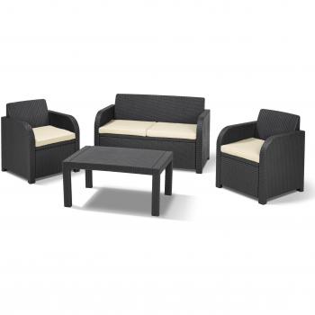 Keter Carolina Rattan Lounge Table with Cream Cushions