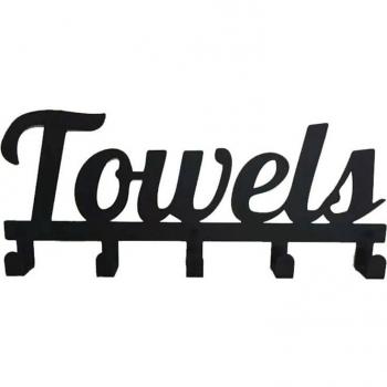 Black Metal Towel Rack for Bathroom Wall Mount