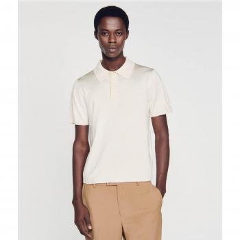 Cream Slim Fit Polo by Sandro Pablo