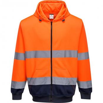 Sudadera flúor con cremallera y capucha Portwest B317