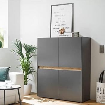 Lomadox Highboard CRISP-61, anthrazit und Wotan Eiche Nb., 120/100/40 cm