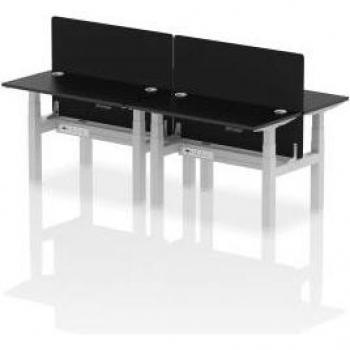 Air Adjustable Height 4-Person Bench Desk with Cable Port