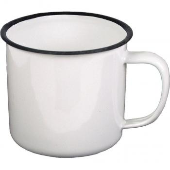 MFH 350ml Emaille-Tasse weiß/schwarz