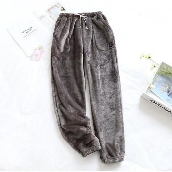 Fdfklak Herren Flauschige Warme Nachtwäsche Schlauch Pyjama Für Winter Hause Hose Mit Tasche