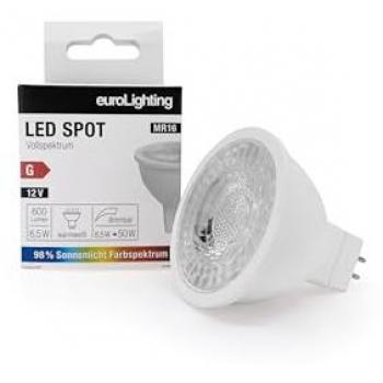 EuroLighting 8W Full Spectrum LED Bulb E27 4000K Ra95 Dimmer