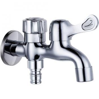 Robinet bibcock G1/2' en laiton chromé à double sortie