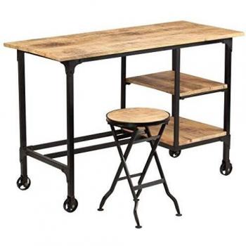 Mango Wood Office Desk with Matching Stool