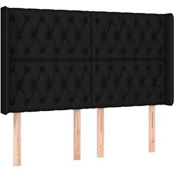 LED Kopfteil mit Stoffbezug Schwarz 163x16x118/128 cm