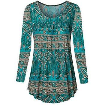 Sunshine Solersun Women’s Floral Long-Sleeve Tunic Top – Blue, Plus Size XL