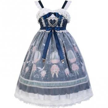 Vestido para Niña Lolita Jsk, Traje Kawaii Sin Mangas, Estampado Floral de Globo, Princesa