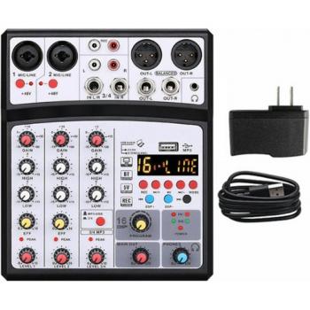 Consola de mezcla DJ 4 canales con 48V y efectos digitales
